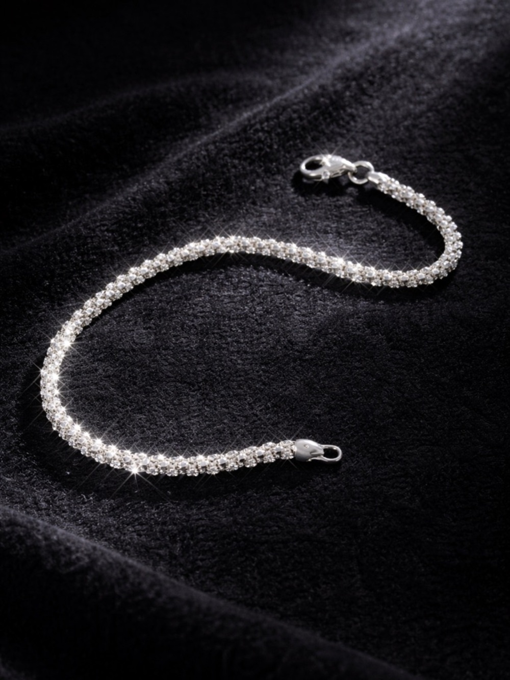 925 Italy IBB Sterling Silver Diamond Cut Sparkle Bracelet - Picture 5 of 7